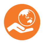 Icon of hand holding planet earth