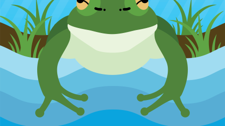 Illustration of frog by a river