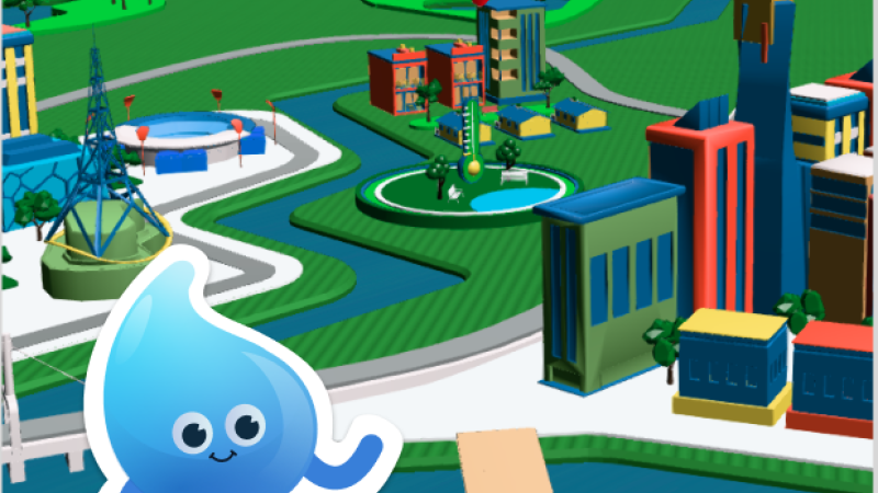 Droplet sticker on top of the map of Melbourne's World of Water