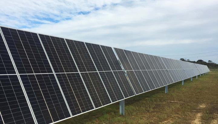 Rows of solar panels at the Eastern Treatment Plant