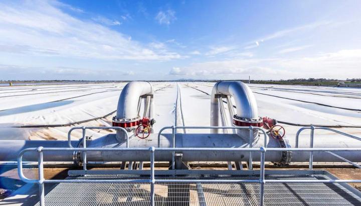 Close up of polymer covers over the sewage treatment lagoons at the Western Treatment Plant