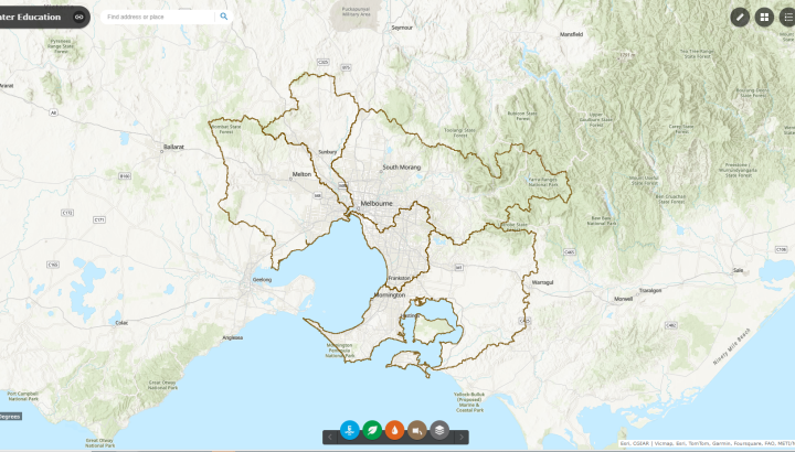 GIS map of Victoria for Melbourne Water assets