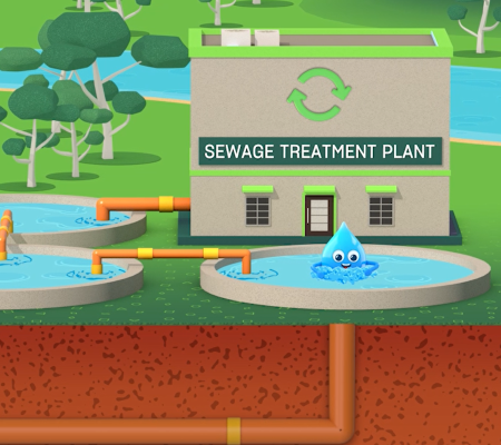 Sewage treatment plant illustration