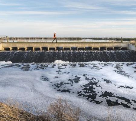 WTP water moving between ponds