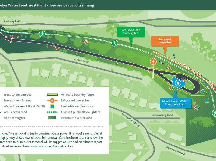 ​   Mount Evelyn Water Treatment Plant - Tree removal and trimming map