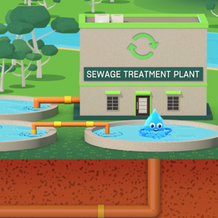 Sewage treatment plant illustration