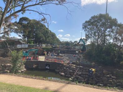 Construction of pond and terracing in progress