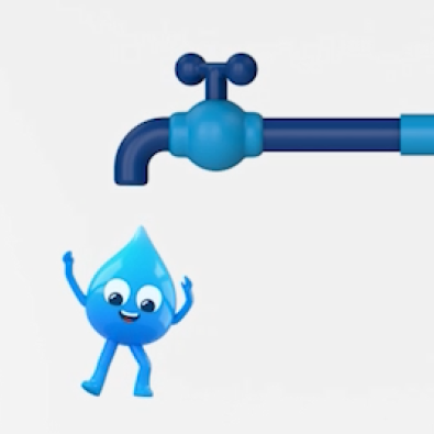 Water drop coming out of tap illustration