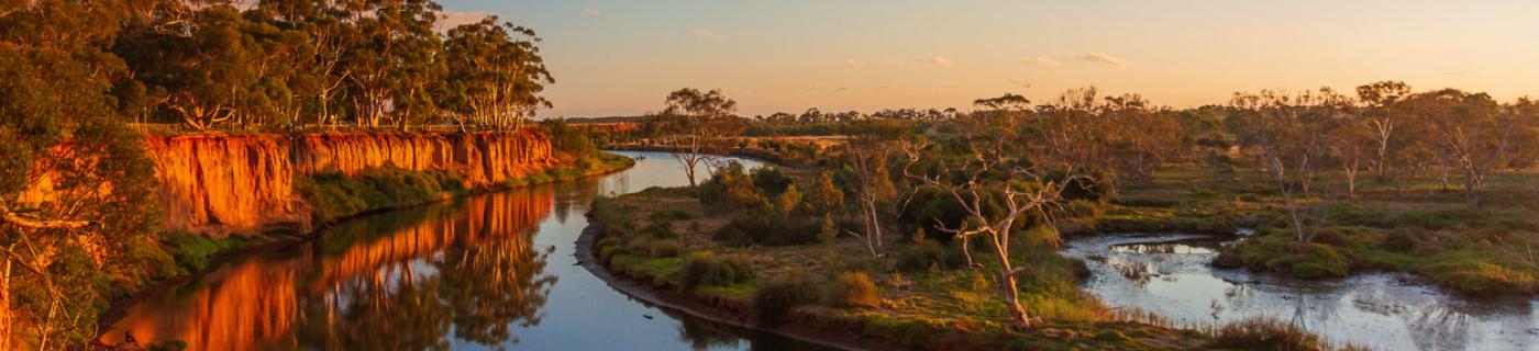 Werribee River cliffs at sunset