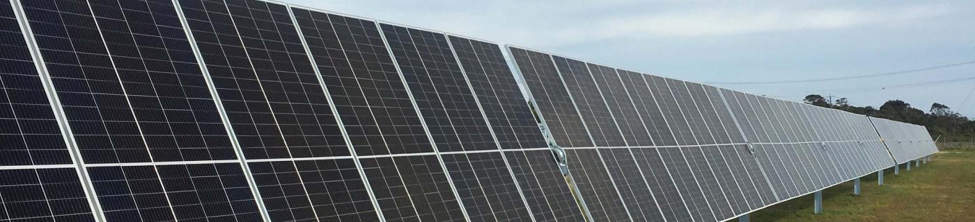 Rows of solar panels at the Eastern Treatment Plant