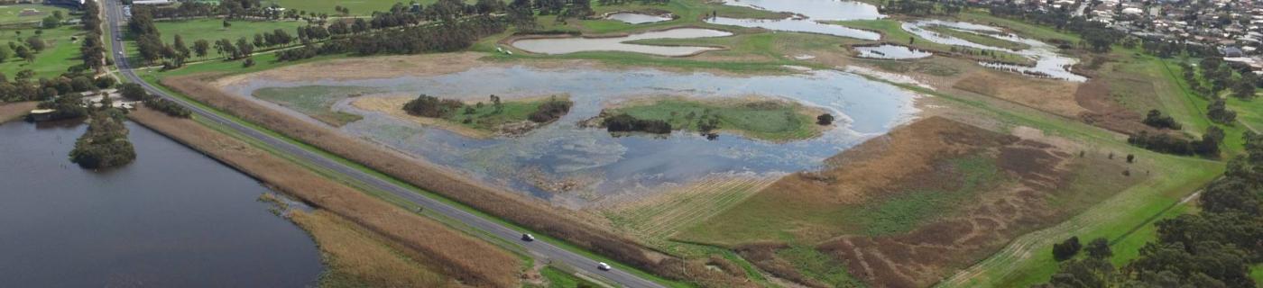 Aerial view of Edithvale Seaford Wetland and education centre