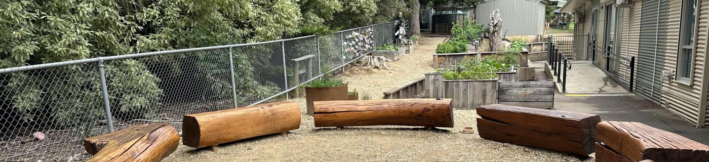 Yarning Circle made from wood donated by Melbourne Water