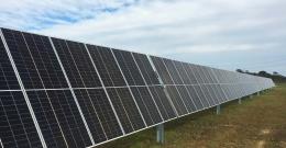 Rows of solar panels at the Eastern Treatment Plant