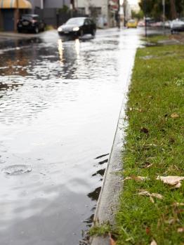 flooded street gutter