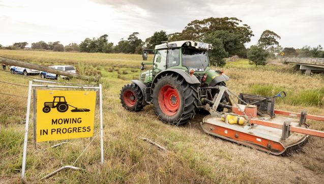 Grass cutting maintenance at Koo Wee Rup