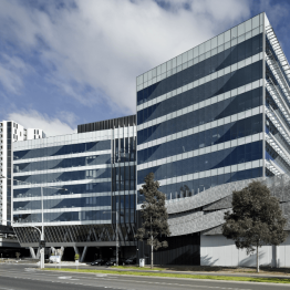 A photo of the outside of the Melbourne Water offices in Docklands